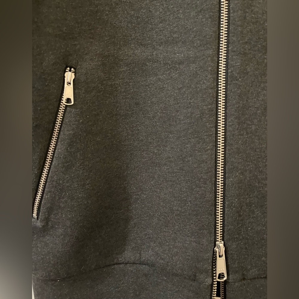Discontinued Everlane • Street Fleece Bomber Jacket • Charcoal Gray • Petite S - Picture 3 of 7